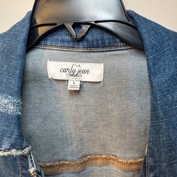Carly Jean Los Angeles Distressed Denim Jacket – Size Large - Picture 6 of 8